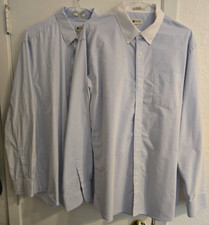  2 Haggar Men  s Light Blue Reg Fit Button Down Long Sleeve Dress Shirt Size XL
