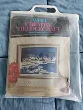 Vintage 1973 Avon Creative Needlecraft Crewel Kit "Country Snowscape"