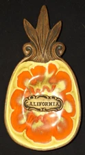 VTG MCM TREASURE CRAFT California 8.5" PINEAPPLE ORANGE YELLOW GLAZE BOWL DISH