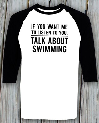 Swimming t shirt Birthday Christmas Gifts for Her Him Swimmer Funny Raglan Tee
