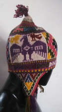 Peruvian handmade chullo - hat - unisex hat - warm winter - natural wool knit