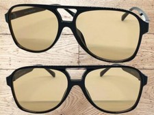 Men or Women Classic Vintage Retro Style SUNGLASSES Large Black Frame Brown Lens
