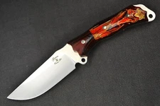 Busse Custom Park Ranger .155" Satin Blade, Red/Black G10 G-rexed Corn Husk