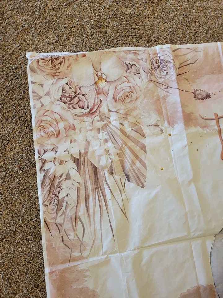 It's A Girl! Telón de fondo colgante de pared bebé elefante flores 83x60 tela de alta resistencia Foto 3 de 4