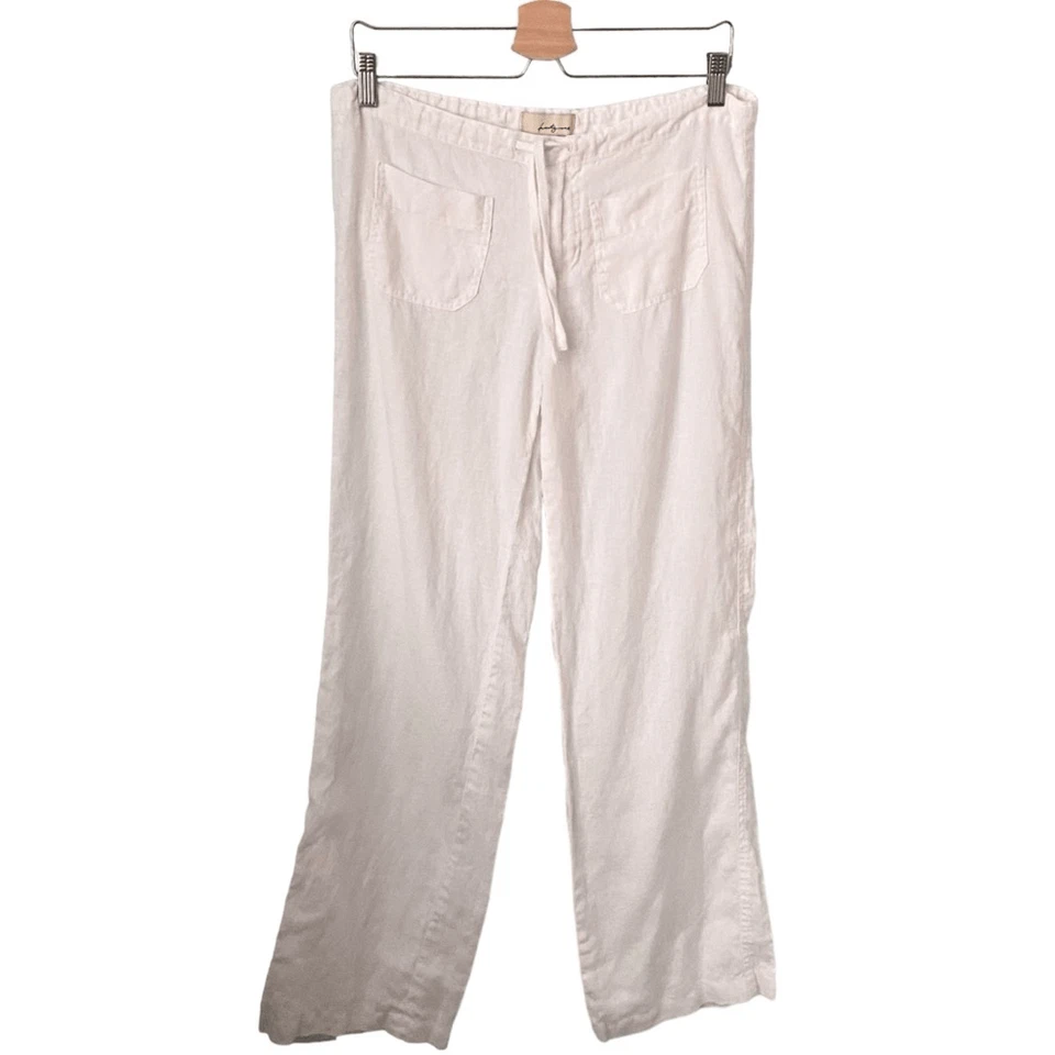 Pantalones Twenty One blancos de pierna recta 100 % lino talla grande Foto 3 de 4