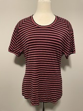 BCBG Max Azria "Portia" Red and Navy Striped Knit Top, Size S