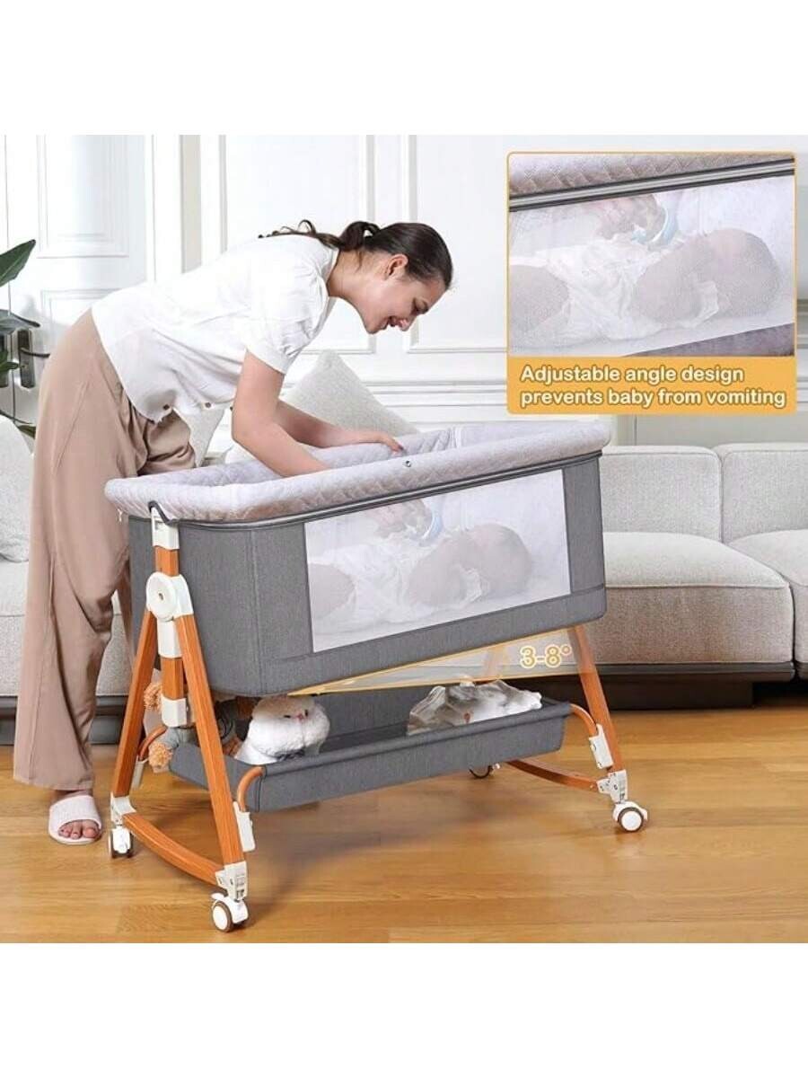 3 in 1 Baby Bassinet Bedside Sleeper, 6 Adjustable Heights