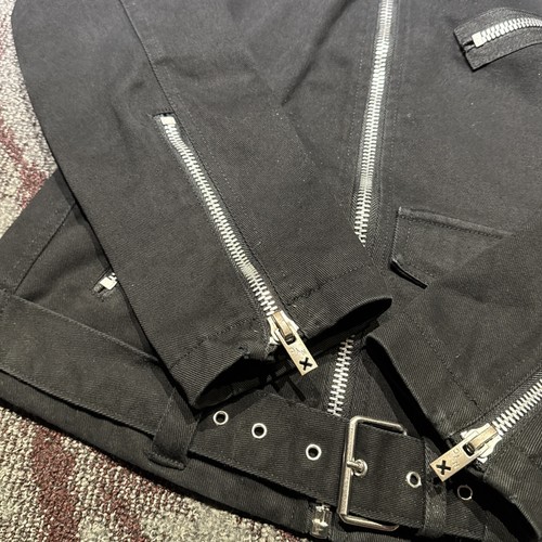 Tripp NYC Black Cotton Biker Moto Jacket Straps Punk Gothic Metal Unisex Size S - Picture 4 of 16