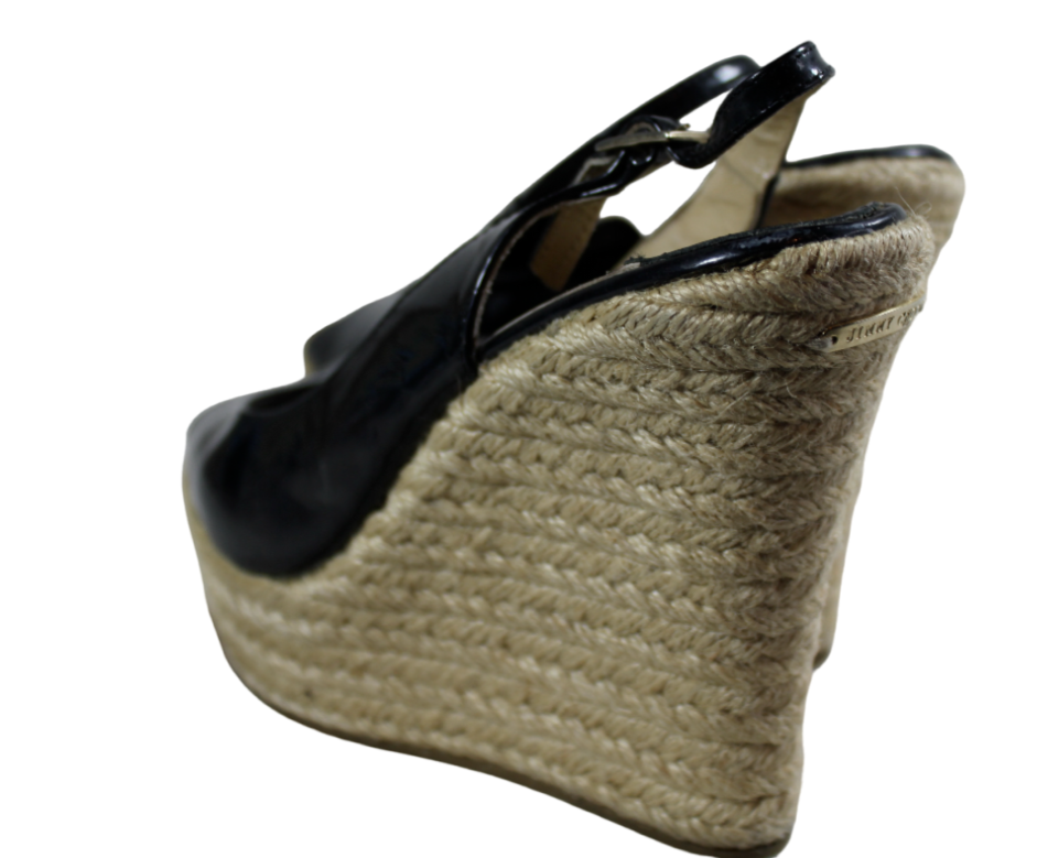 Jimmy Choo Womens Size US 7/EUR 37 Black Patent Leather Espadrille
