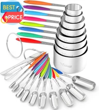 Measuring Cups and Spoons -  Stainless Steel 20 Piece Stackable Set, Includes 8