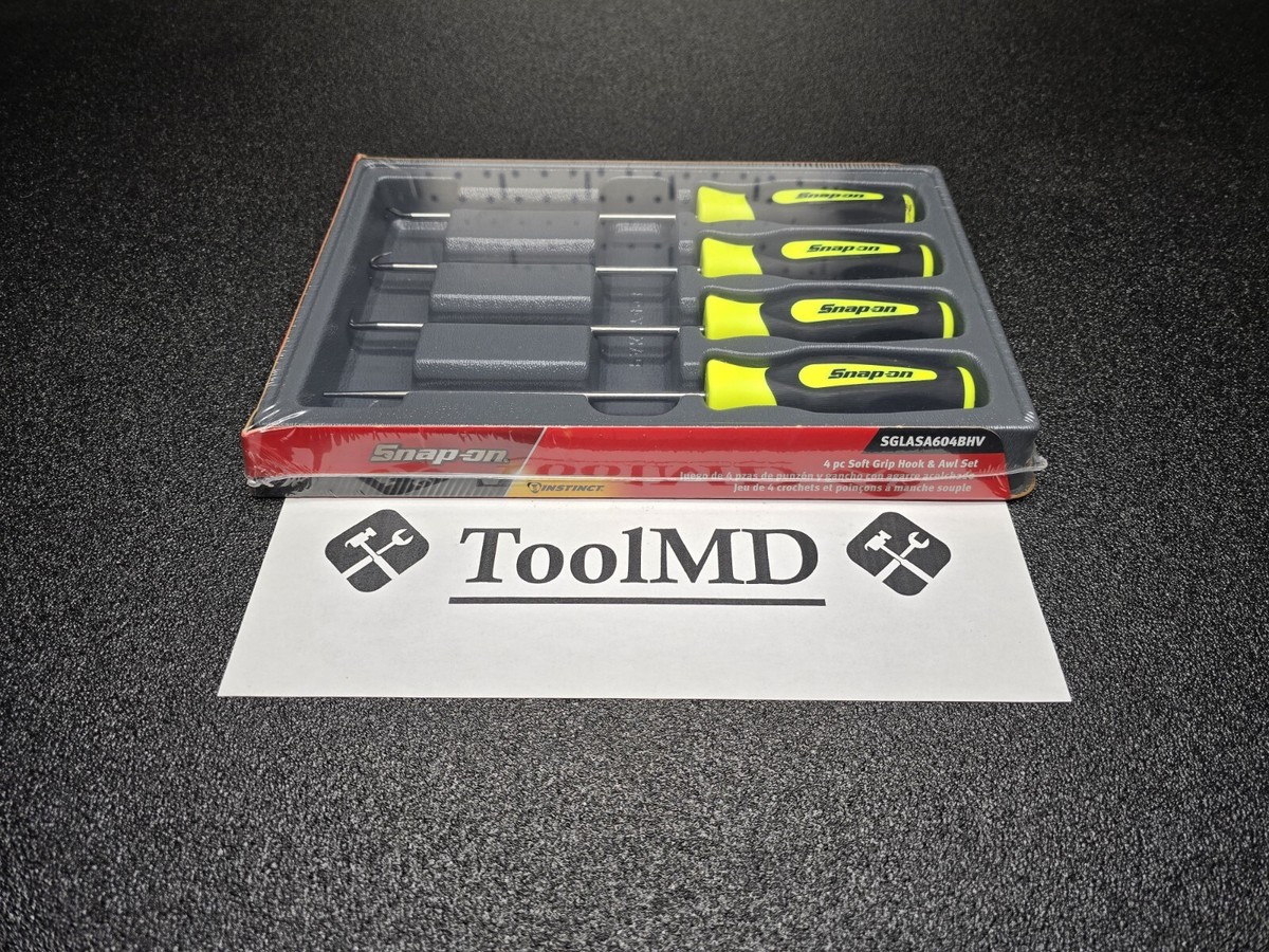 Snap-on Tools NEW 4pc HI VIS YELLOW Soft Grip Heavy-Duty Pick Set