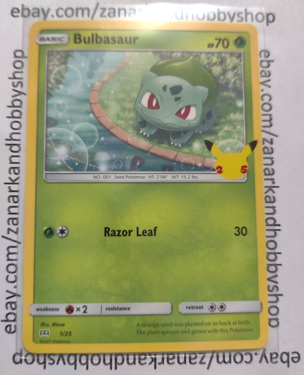 Pokemon Bulbasaur 1/25 25th Anniversary NON HOLO NM