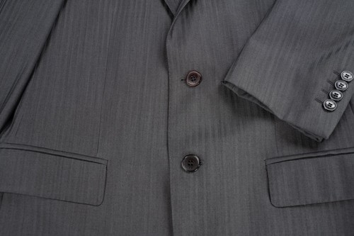 VERSACE COLLECTION Herringbone Gray Suit Wool Silk 3 Button Regular Fit 36 EU 46 - Picture 10 of 11