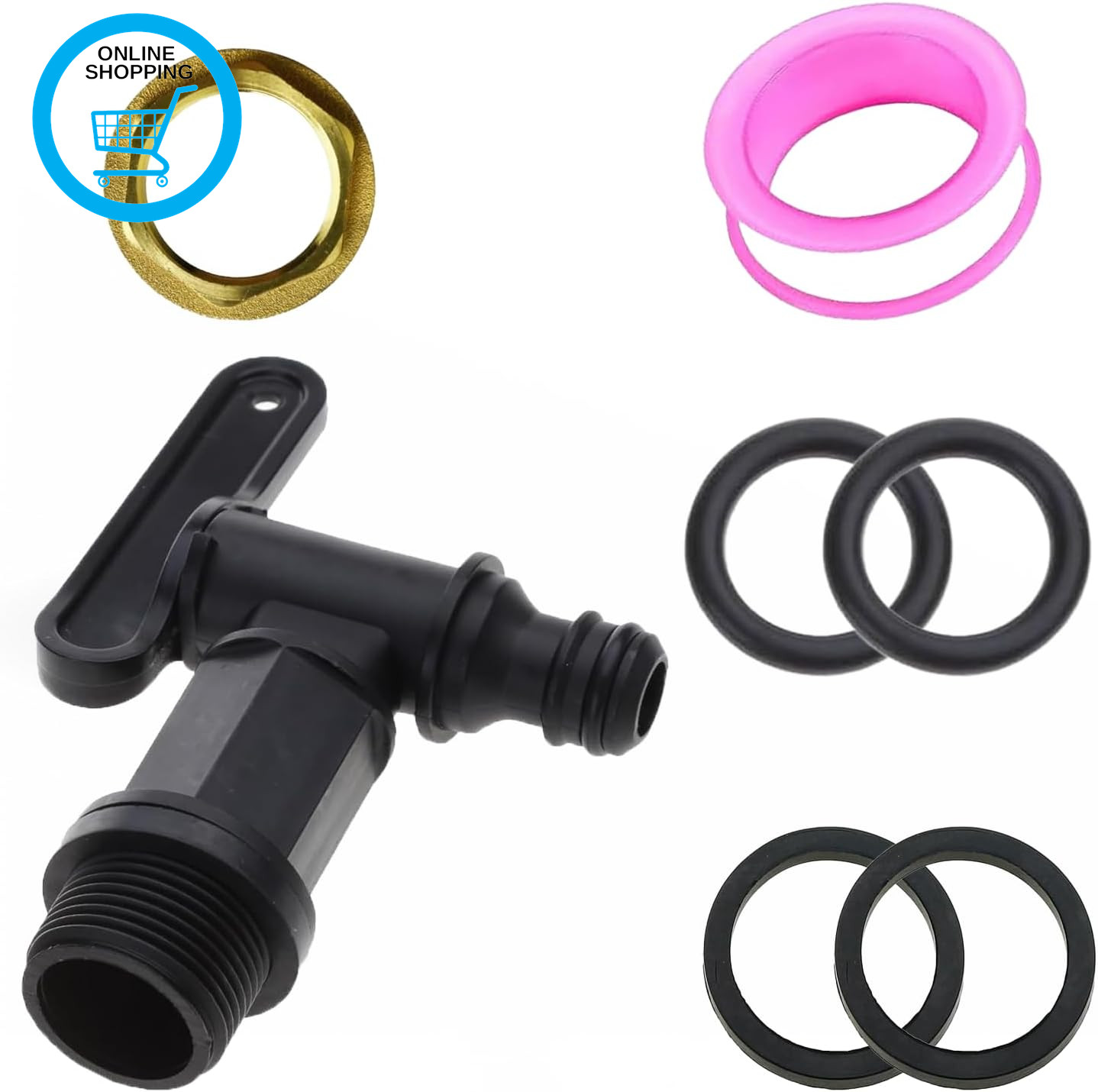 3/4"" Water Butt Tap Plastic Snap, BSP Thread Replacement Water Tap with Brass Nu