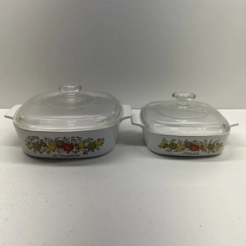 Vintage Corning Ware Spice Of Life Pyrex Lid Casserole Dish Set Of 2 MCM