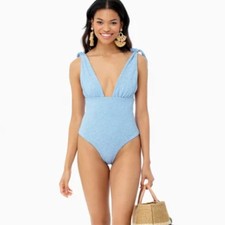 NWT MARA HOFFMAN Daphne Blue White Stripe One Piece Swimsuit Large