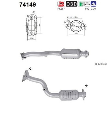 AS Katalysator 74149 für NISSAN QASHQAI 1 J10 NJ10 Allrad