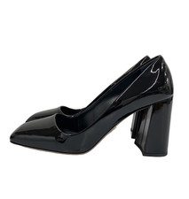 PRADA Square Toe Pumps Black Patent Chunky heel Women’s Size US7 EU37 w/Dust Bag