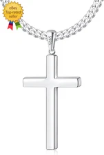 925 Sterling Silver Cross Necklace for Men, Sterling Silver Cross Necklace