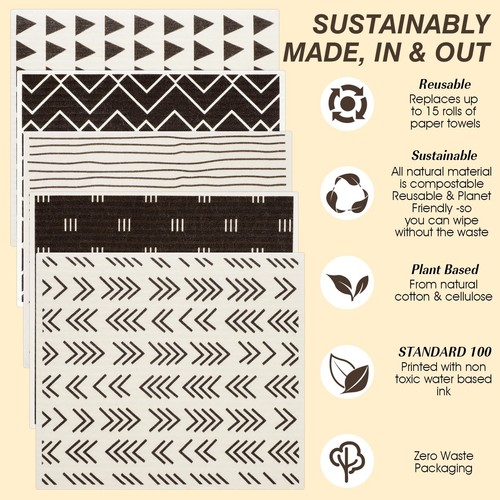 5 Pcs Swedish Dish Cloth Towels Reusable Kitchen Dishcloths Swedis Paper Towe... - Picture 3 of 7
