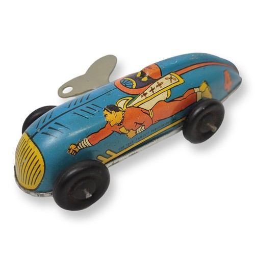 Captain Marvel (1947, Fawcett Publications) Wind-Up Automatic Tin Toy Blue Racer