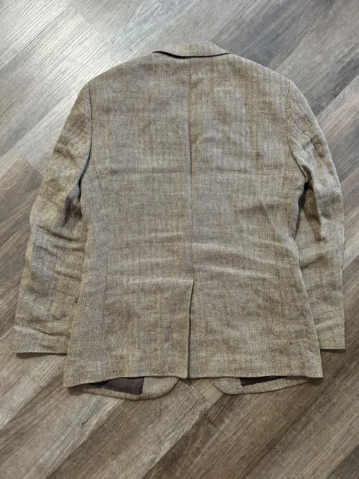 J Crew Ludlow slim beige brown herringbone linen blazer sport coat jacket 40R - Image 4 of 4