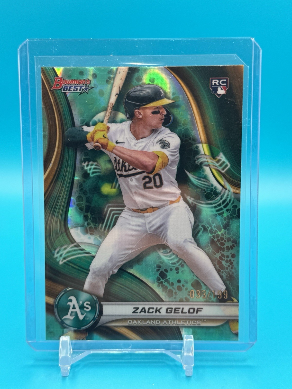 Zack Gelof 2024 Bowman's Best Aqua Lava Refractors #46 Oakland A’s Rookie /199