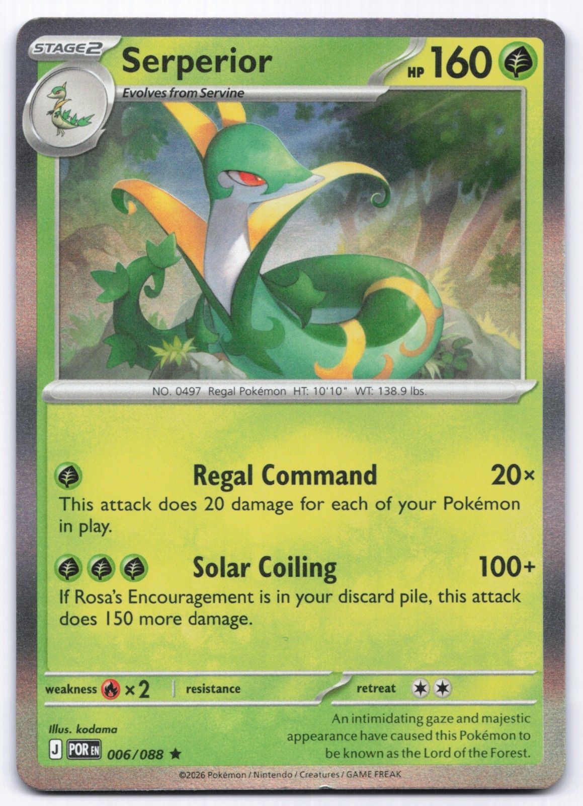 Pokémon TCG Serperior 006/088 Holo Perfect Order NM