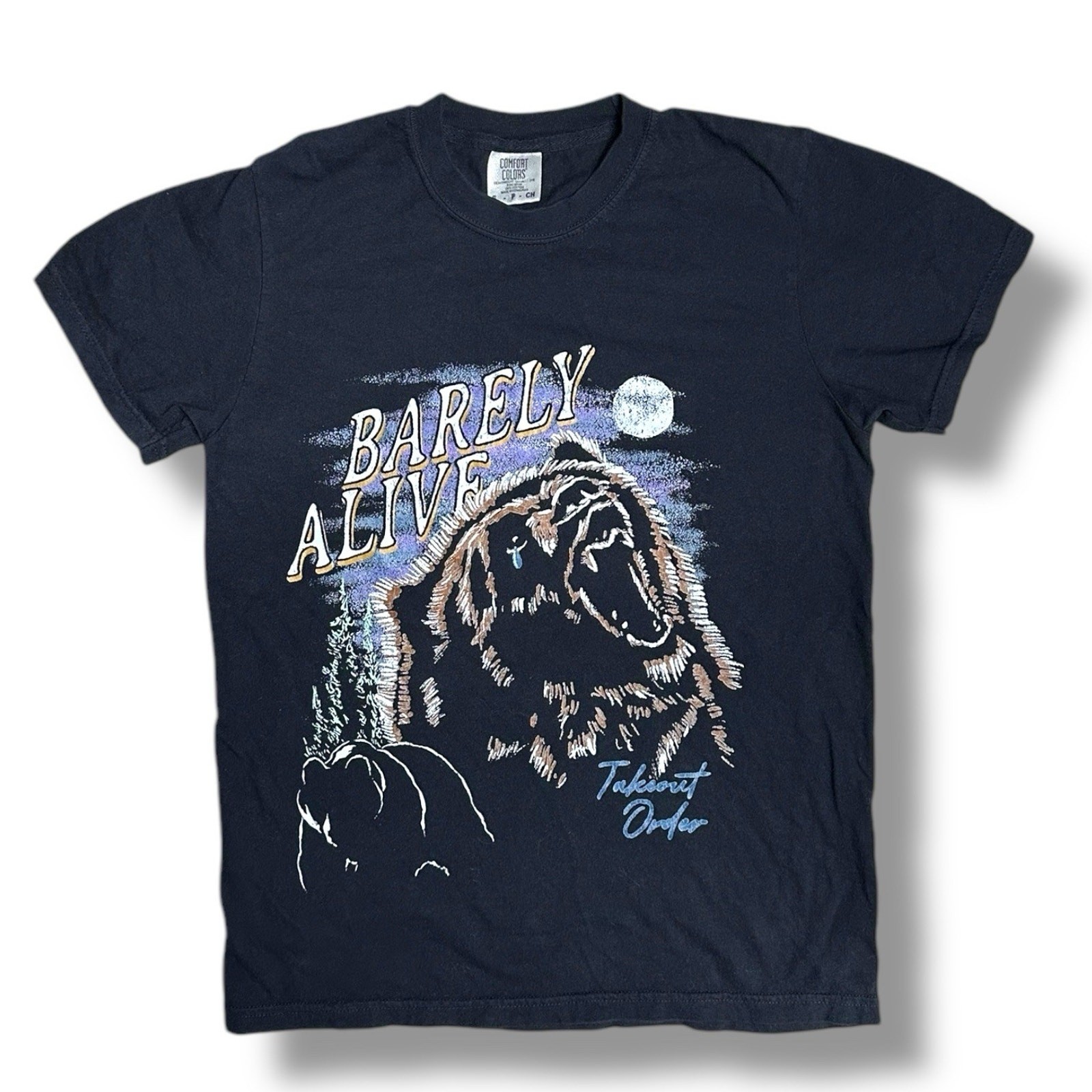 T Shirt Bear Animal Graphic Black Cotton Takeout Order