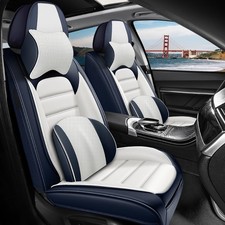 Front Set Seat Covers for Audi A3 A4 A6 Q5 Q8, Style B, Blue-White