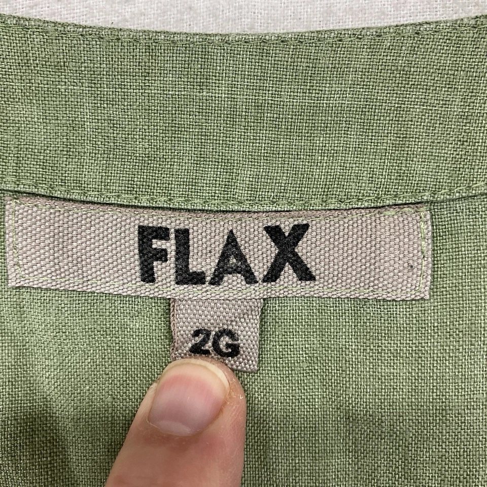 Blusa túnica camisa lino verde salvia lino Lagenlook Cottagecore bolsillos 2G 53x31 Foto 3 de 4