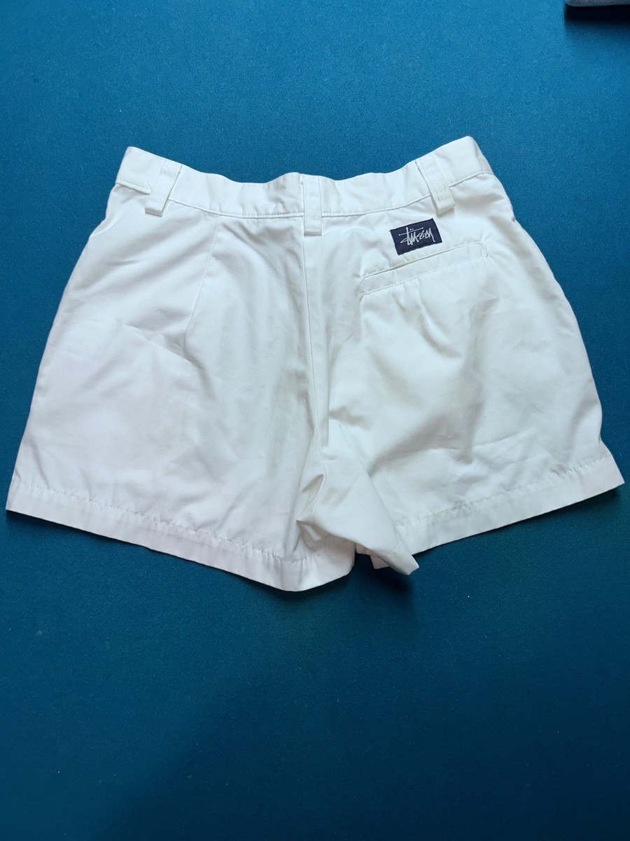 パンツ OLD STUSSY Shorts Made in USA VTG 90s Women's Stussy Shorts Made in USA size 3 White Blue Logo