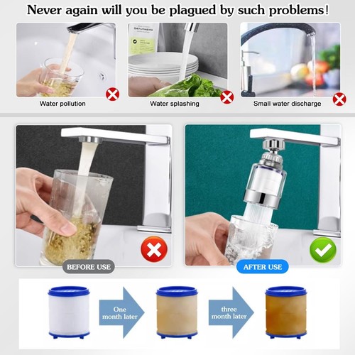 3 Stück Wasserfilter Wasserhahn 360° Wasserhahn Filter mit 10 Stück PP-Baumwo... - Bild 8 von 11
