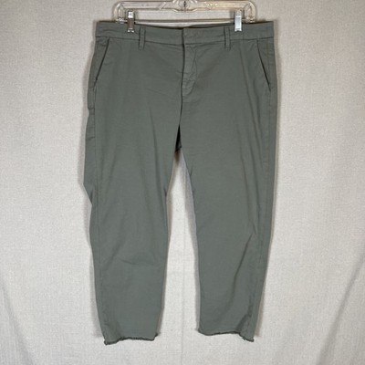 Frank & Eileen Wicklow Italian Chinos Green Raw Hem Womens Size 12 Classic EUC