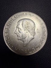 1955 Mexico Cinco 5 Pesos, Hidalgo Silver Coin Collectible   Z390