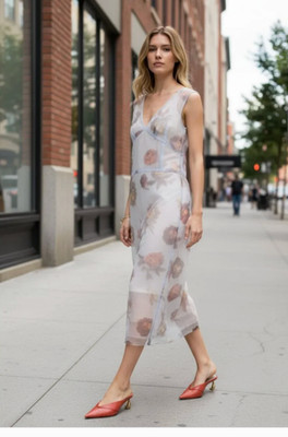 NWT $169 ZARA MIXED PRINT DRESS LIMITED EDITION Sheer Floral Motif Blogger Fav L