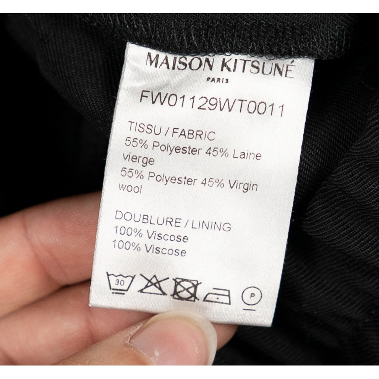 Maison Kitsune Womens Pleated Tapered Wool Blend Trousers Black image 4