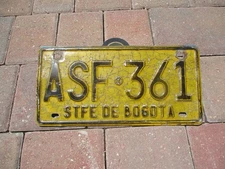 Columbia Bogota license plate # ASF 361