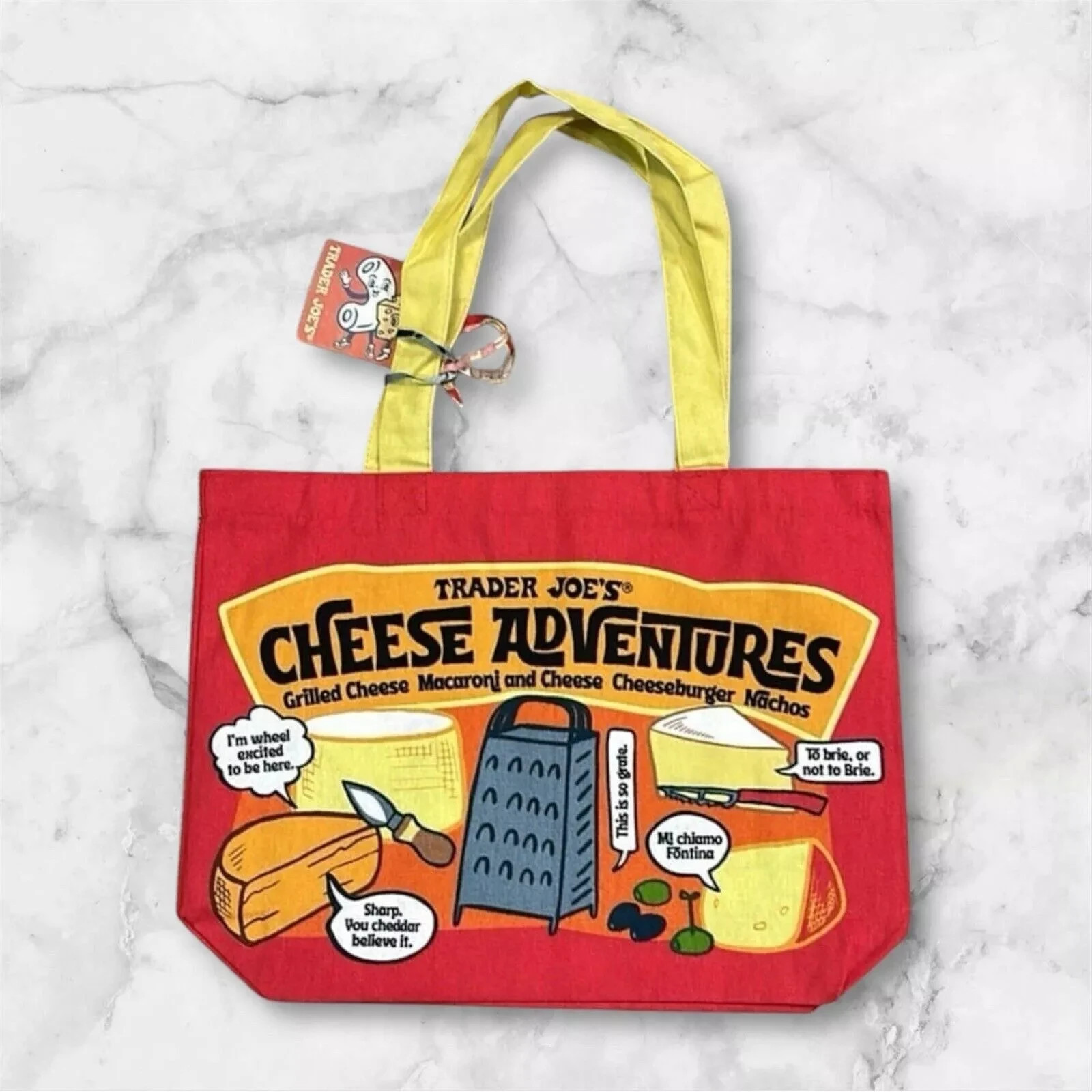 Trader Joe&rsquo;s NEW Cheese Adventures reusable canvas shopping bag/tote NWT