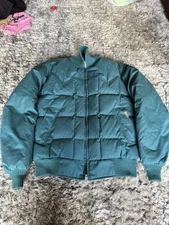 Vintage Tempco Goose Down Insulated Teal Puffer Jacket Coat Size Large USA