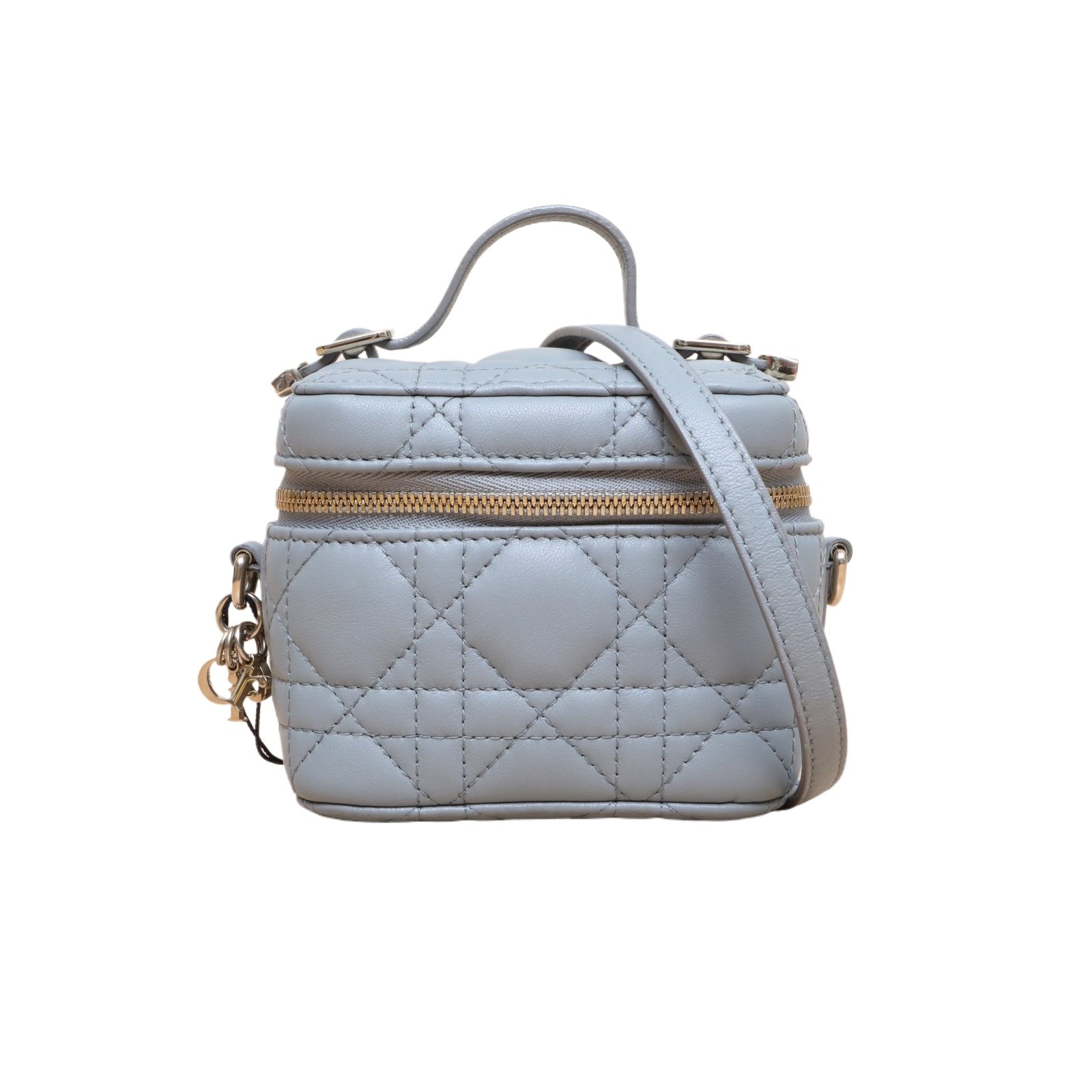 DIOR Lady Vanity Cosmetic Bag Mini 2008 Haze Blue Lambskin Shoulder Bag