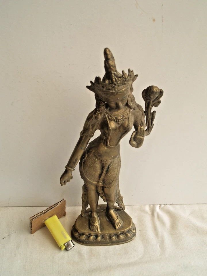 TARA DEESSE BRONZE ANCIEN TIBET  Asian ART ASIATIQUE STATUETTE Buddha ASIE - Photo 3/4