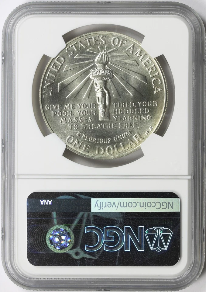 1986-P Statue of Liberty $1 Silver Dollar Commemorative NGC MS69 - Image 2 of 4
