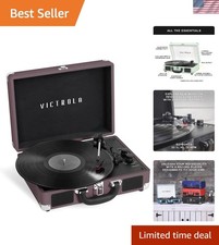 3-Speed Suitcase Record Player   Bluetooth Turntable with RCA Output  Auto Stop