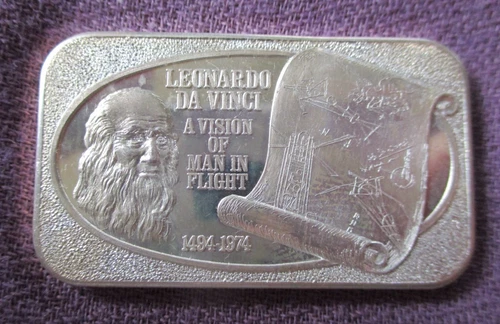 Leonardo Da Vinci- Flight Series RARE U.S.S.C.  1 Troy Oz. .999 Fine Silver Bar