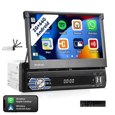 7 Zoll 2G+64GB Apple Carplay Autoradio mit Mirror Link Android 15 1Din Bluetooth