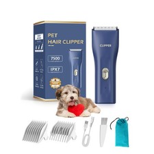 Founouly TS006 Wireless Waterproof Pet Hair Clipper Dog Cat Grooming Blue