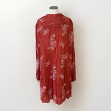 Lulus NWT Floral High Neck Dress Medium M Orange Boho Wedding Guest Party Modest