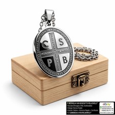 Relijewels Medaglia San Benedetto e Miracolosa Acciaio 316L Esorcismo 3mm