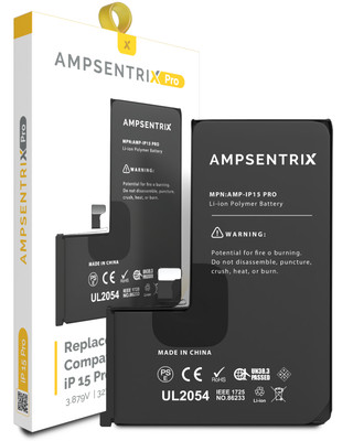 Replacement Replacement Battery Compatible For iPhone 15 Pro (AmpSentrix)